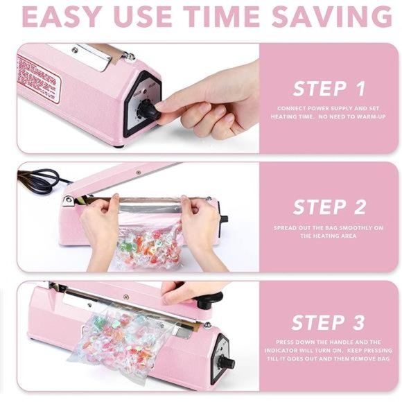 Impulse Sealer 8 inch, Manual Heat Sealer Machine for Plastic Bags, Shrink Wrap - Picture 6 of 7